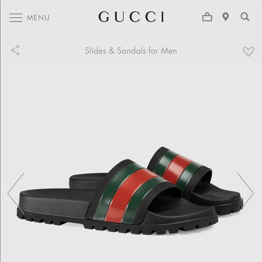 Size 8 Gucci Men's Web rubber slide sandal